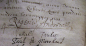 Andrewes' signature in the Jesus College register